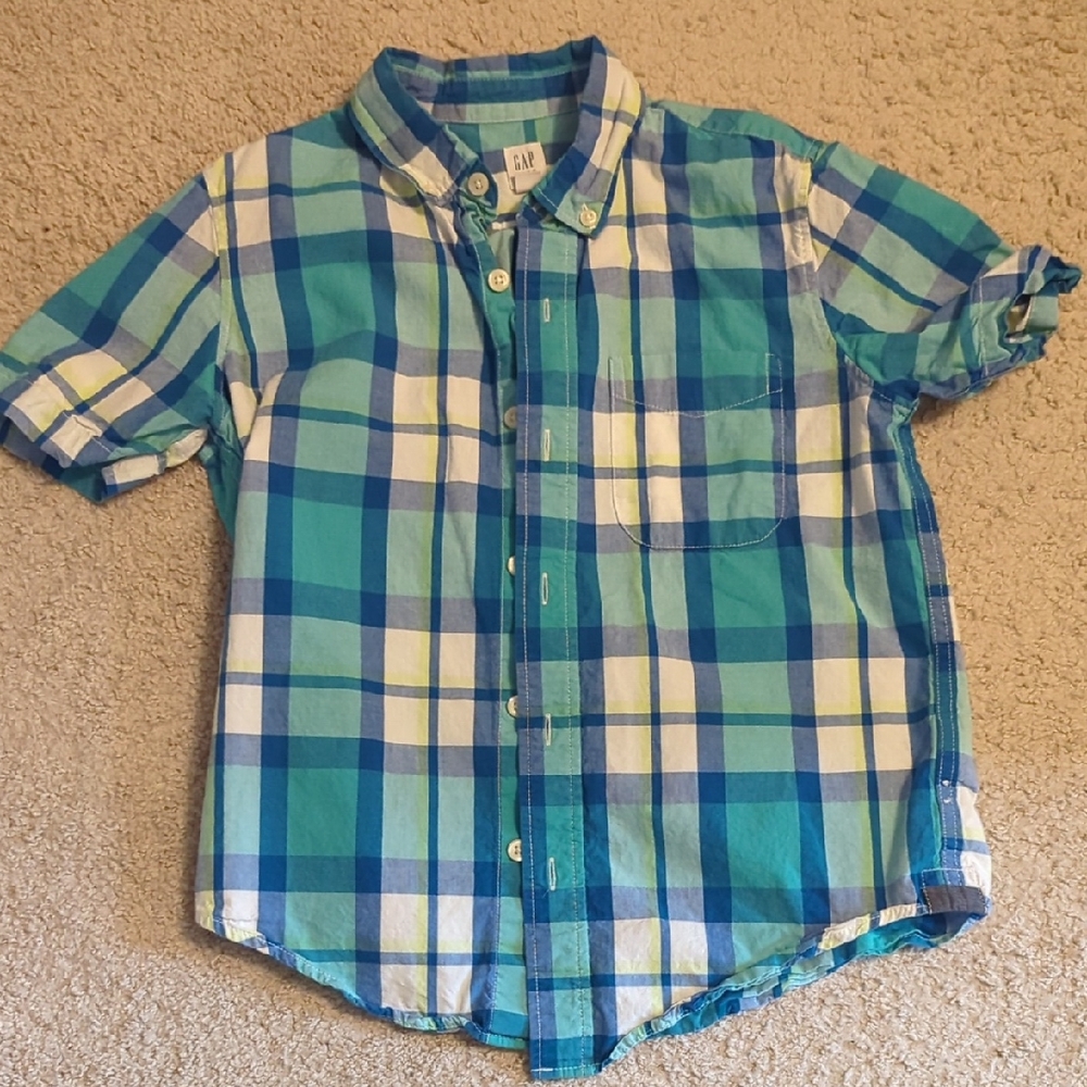 GAP Kids Blue And White Checkered Button DownShirt